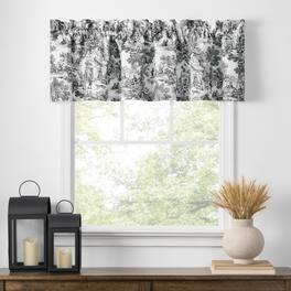 Ellis Curtain - Victoria Park Toile Water Proof Room Darkening Blackout Tailored Window Valance - 70 x 12" - Black