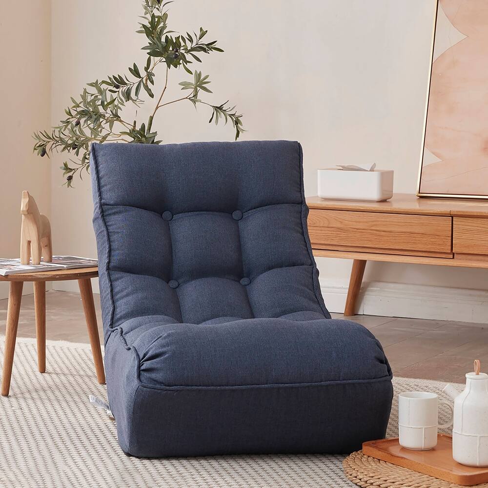 Alt View 10. Loheer - Loheer Single Sofa Reclining Chair Adjustable Floor Chair Tatami Lazy Sofa Folding Deck Chair for Living Room Bedroom - Navy.