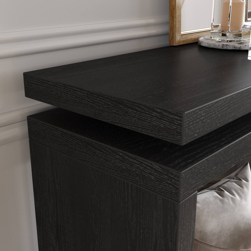Alt View 3. Loheer - Loheer 60 inch black console table, double board suspension farmhouse entryway table with open storage - Black.