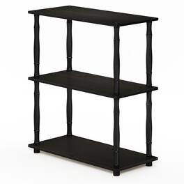 Furinno - Turn-N-Tube 3-Tier Compact Multipurpose Shelf Display Rack with Classic Tube, Espresso/Black - Espresso/Black