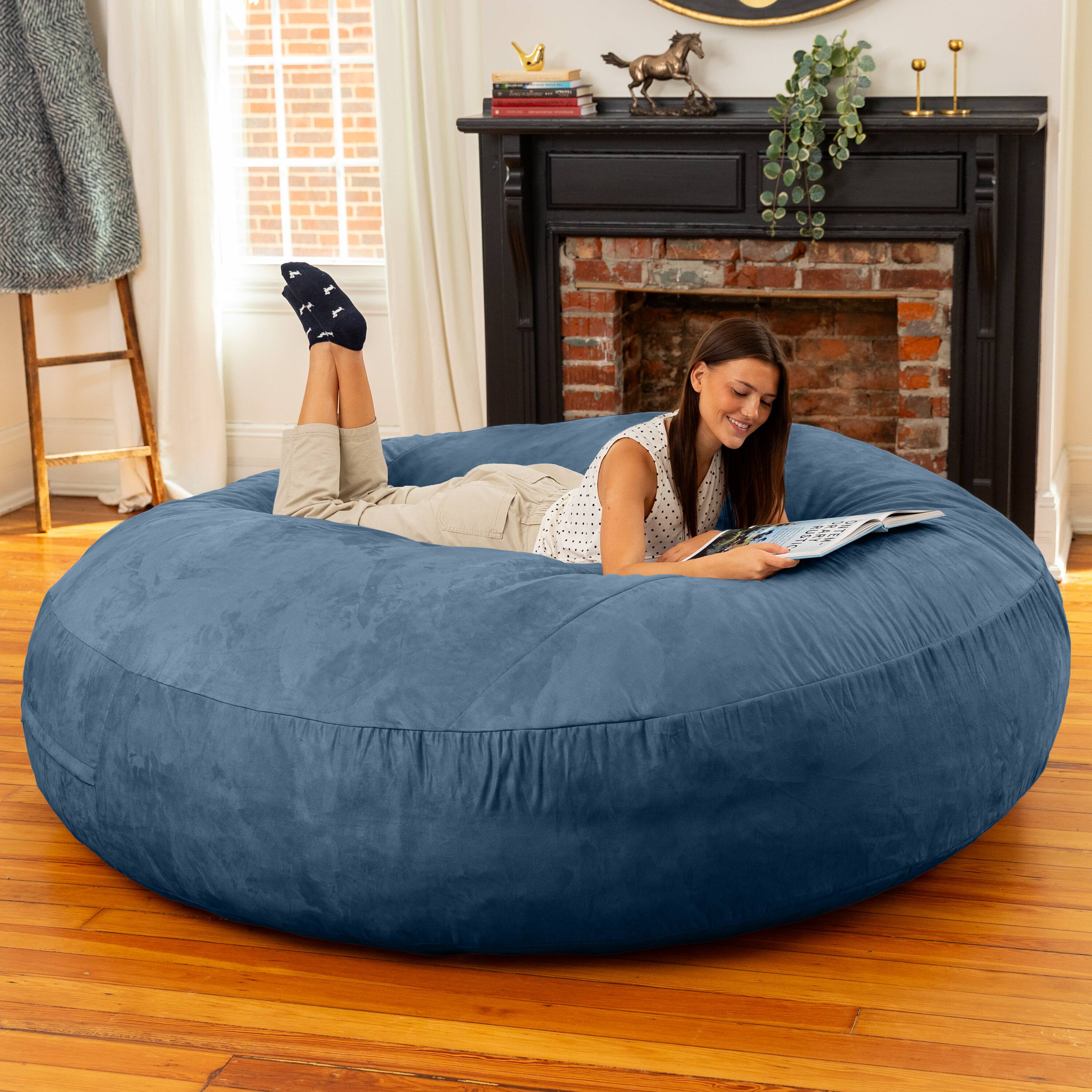 Alt View 3. Jaxx - Jaxx 6 Foot Cocoon - 2-in-1 Convertible Bean Bag Bed & Large Bean Bag Chair for Adults,  Navy - Microsuede Navy.