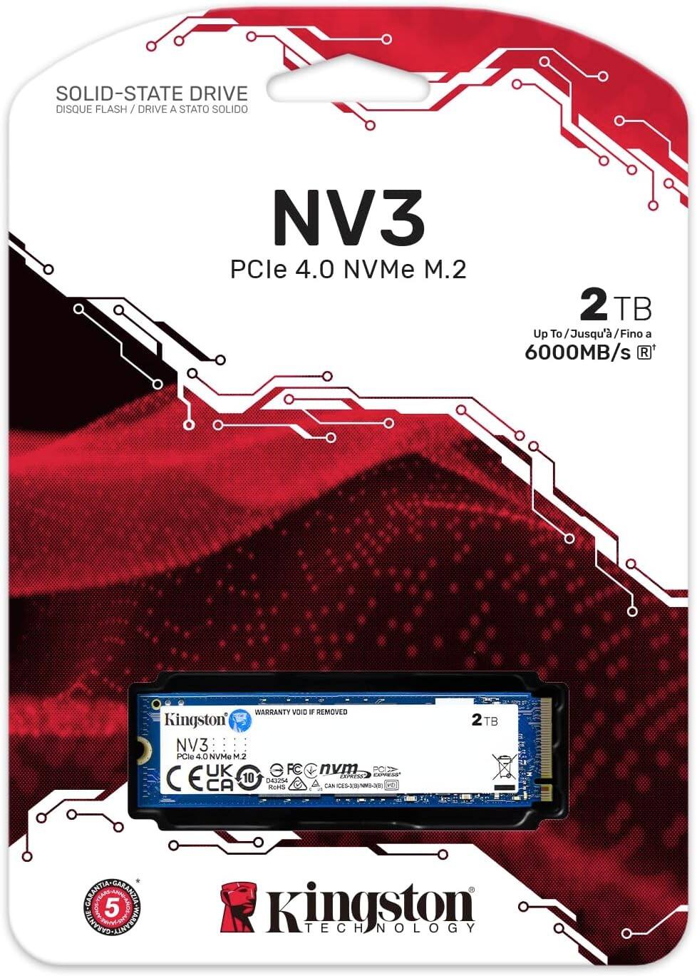 Kingston NV3 M.2 2280 2TB PCIe 4.0 x4 NVMe Internal Solid State