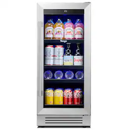 Yeego - 80 Cans Beverage Refrigerator Soda Beer Drink Cooler Built-in/Freestanding for Home Office - Silver