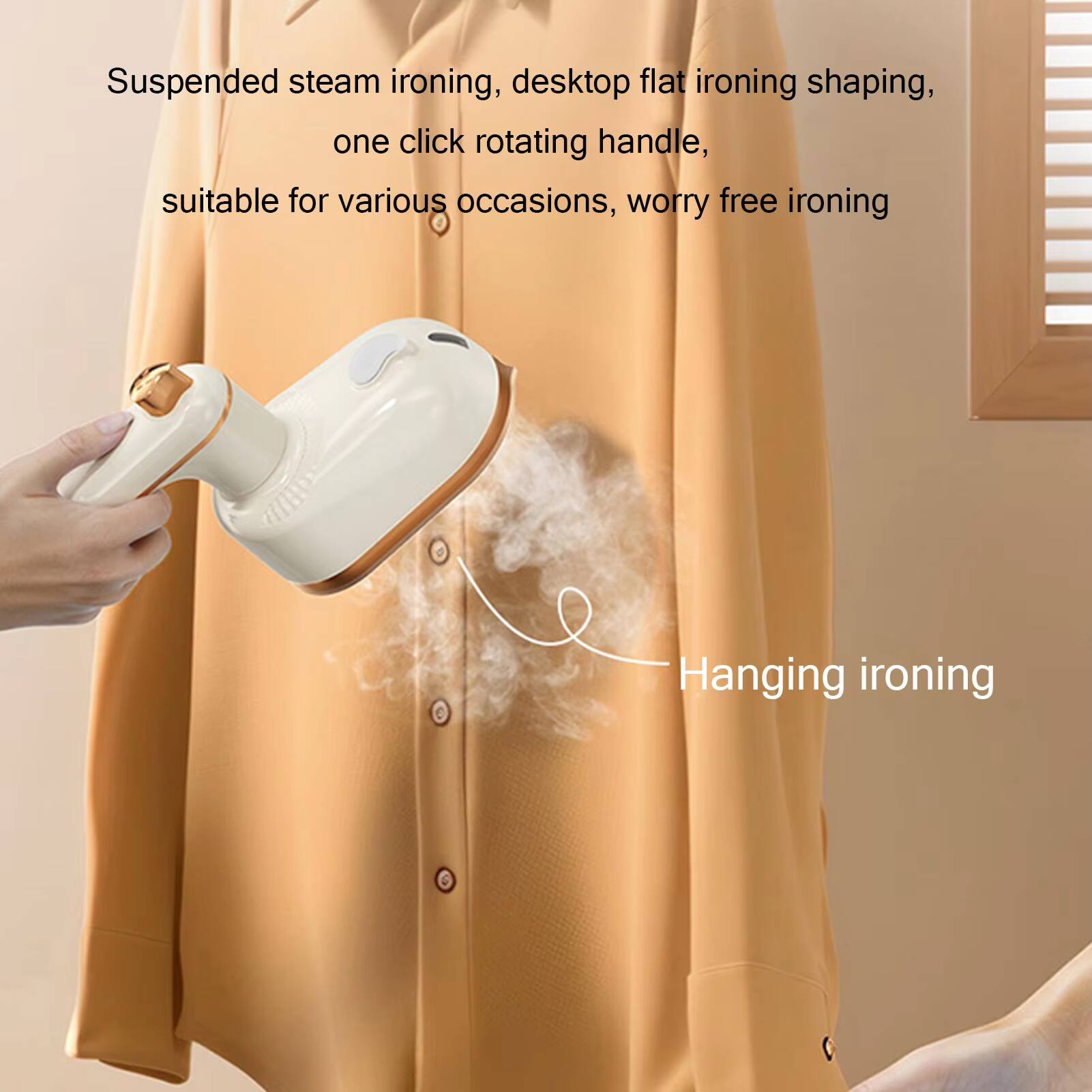Suspended steam ironing, desktop flat ironing shaping, one click rotating handle, suitable for various occasions, worry-free ironing. Hanging ironing.