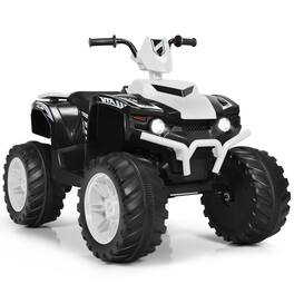 SlickBlue - 12V Kids Ride-On ATV with LED Lights and Treaded Tires for Outdoor Fun - White