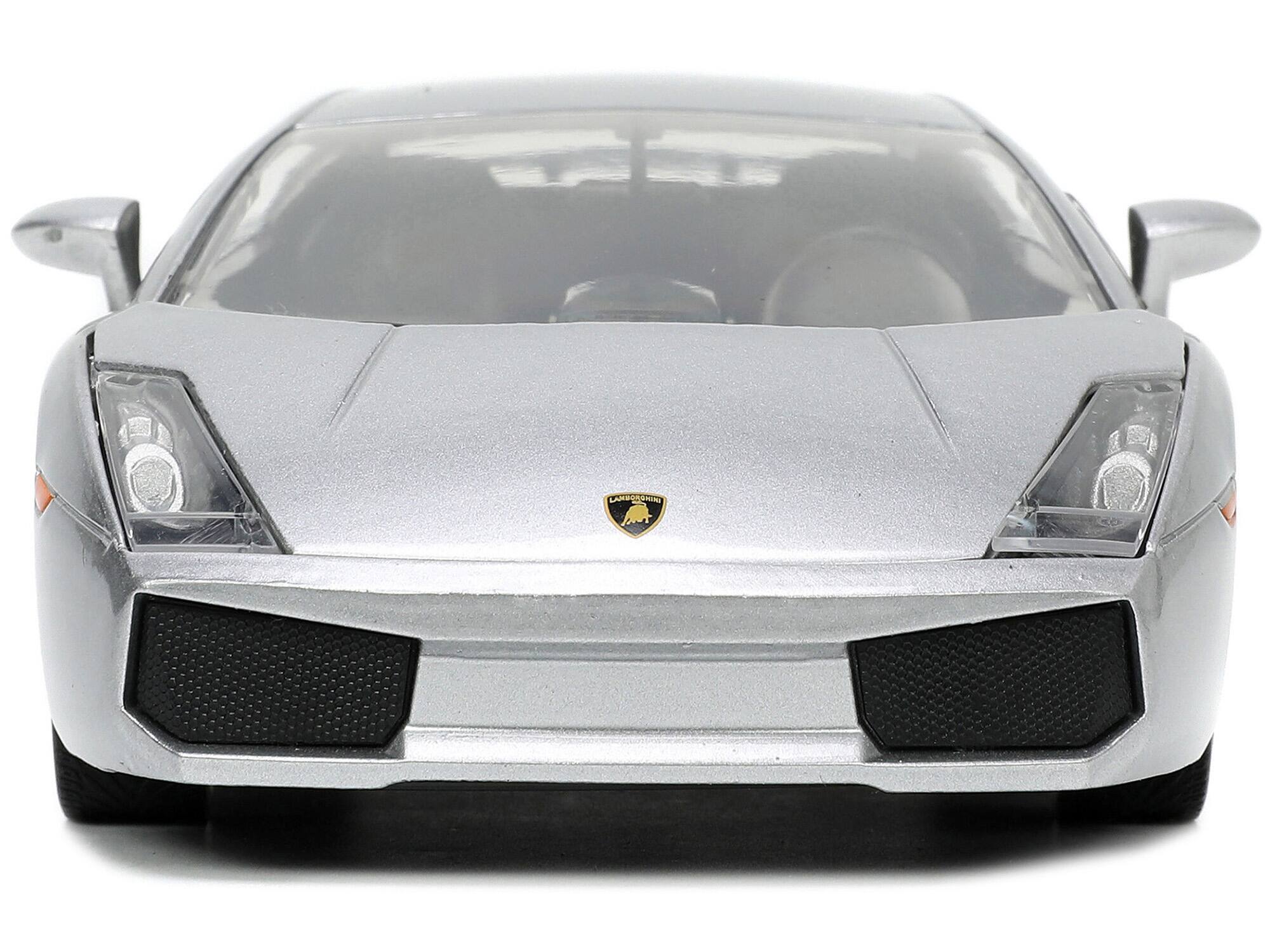 Alt View 4. Jada - Lamborghini Gallardo Superleggera Silver Metallic with Yellow Stripes "Hyper-Spec" Series 1/24 Diecast Model Car by Jada.