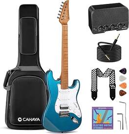 CAHAYA - Electric Guitar Kit Beginner - 39in Guitar Set Adults HSS Pickup Okoume Body Electric Guitar CY0017-1