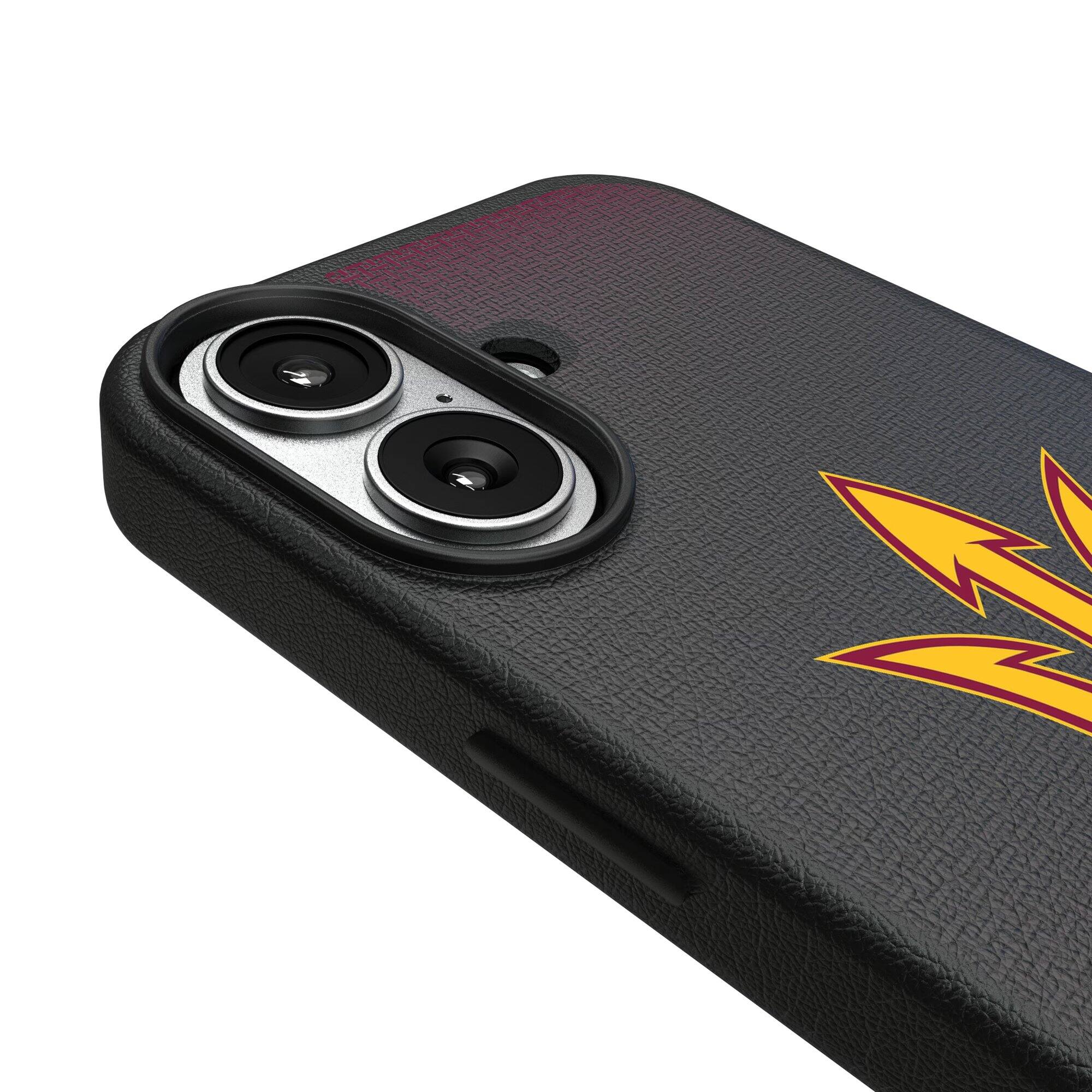 Alt View 2. Keyscaper - Arizona State Sun Devils Linen Logo iPhone Magnetic Bump Case - 13 - Black.