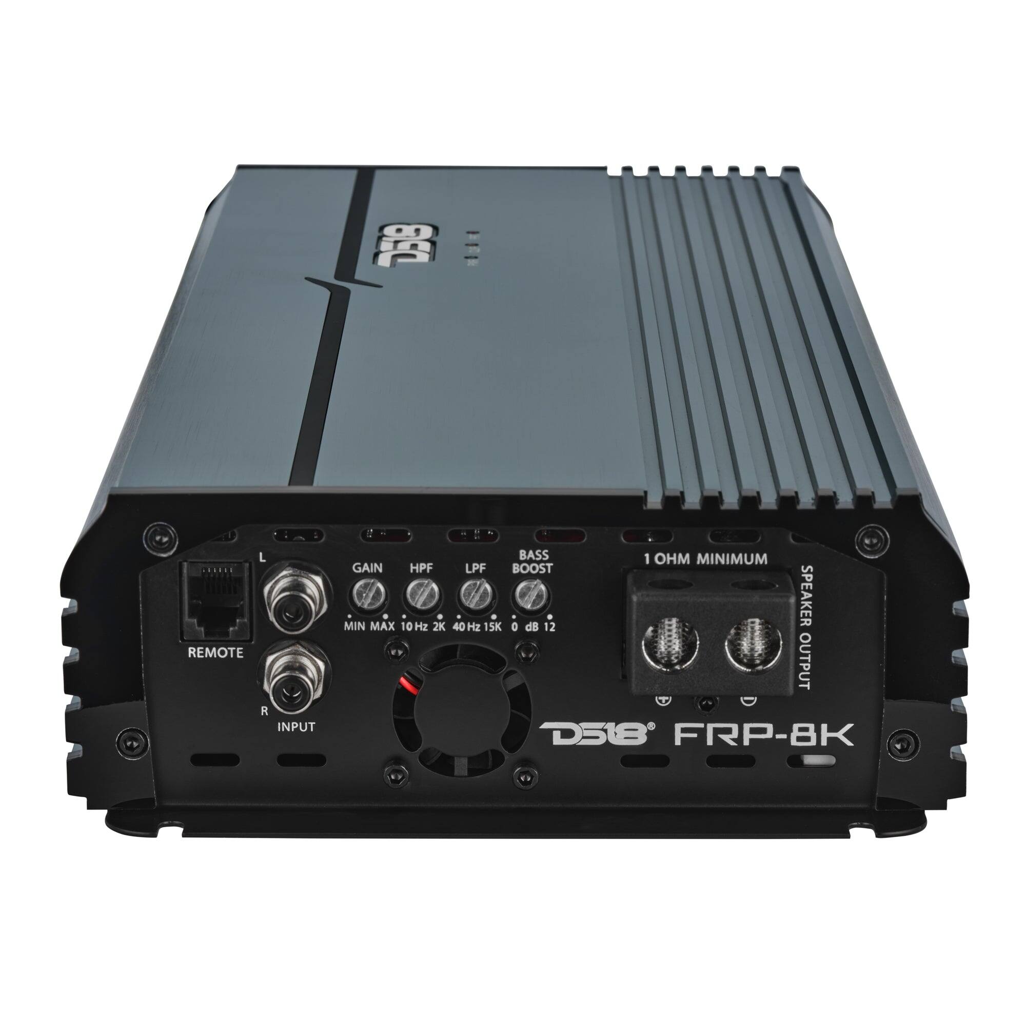 REMOTE R INPUT  
BASS BOOST  
1 OHM MINIMUM  
GAIN HPF LPF  
MIN MAX 10Hz 2K 40Hz 15K 0 dB 12  
SPEAKER OUTPUT  
D518 FRP-8K