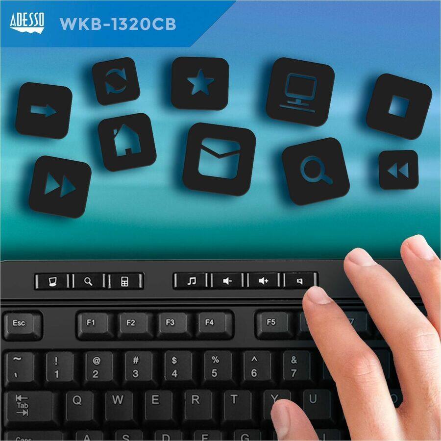 ADESSO WKB-1320CB

Esc F1 F2 F3 F4 F5

~ ! 1 @ 2 # 3 $ 4 % 5 ^ 6 & 7 *

Tab Q W E R T Y U I O

A S D F G H J K L