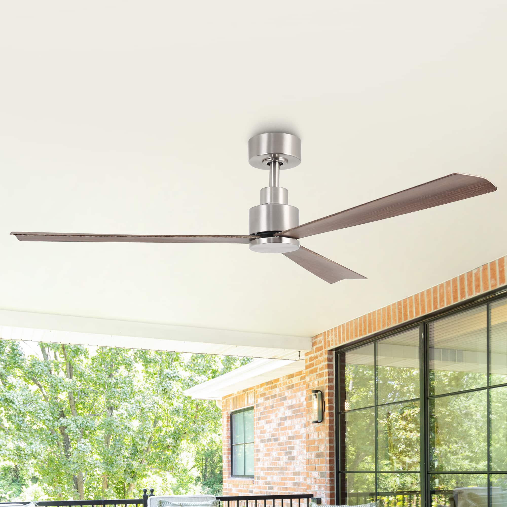Parrot Uncle - 52" Modern 3-Blade Ceiling Fan with Reversible DC Motor, 6-Speed, Remote Control, No Light - Nickel