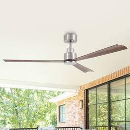 Parrot Uncle - 52" Modern 3-Blade Ceiling Fan with Reversible DC Motor, 6-Speed, Remote Control, No Light - Nickel