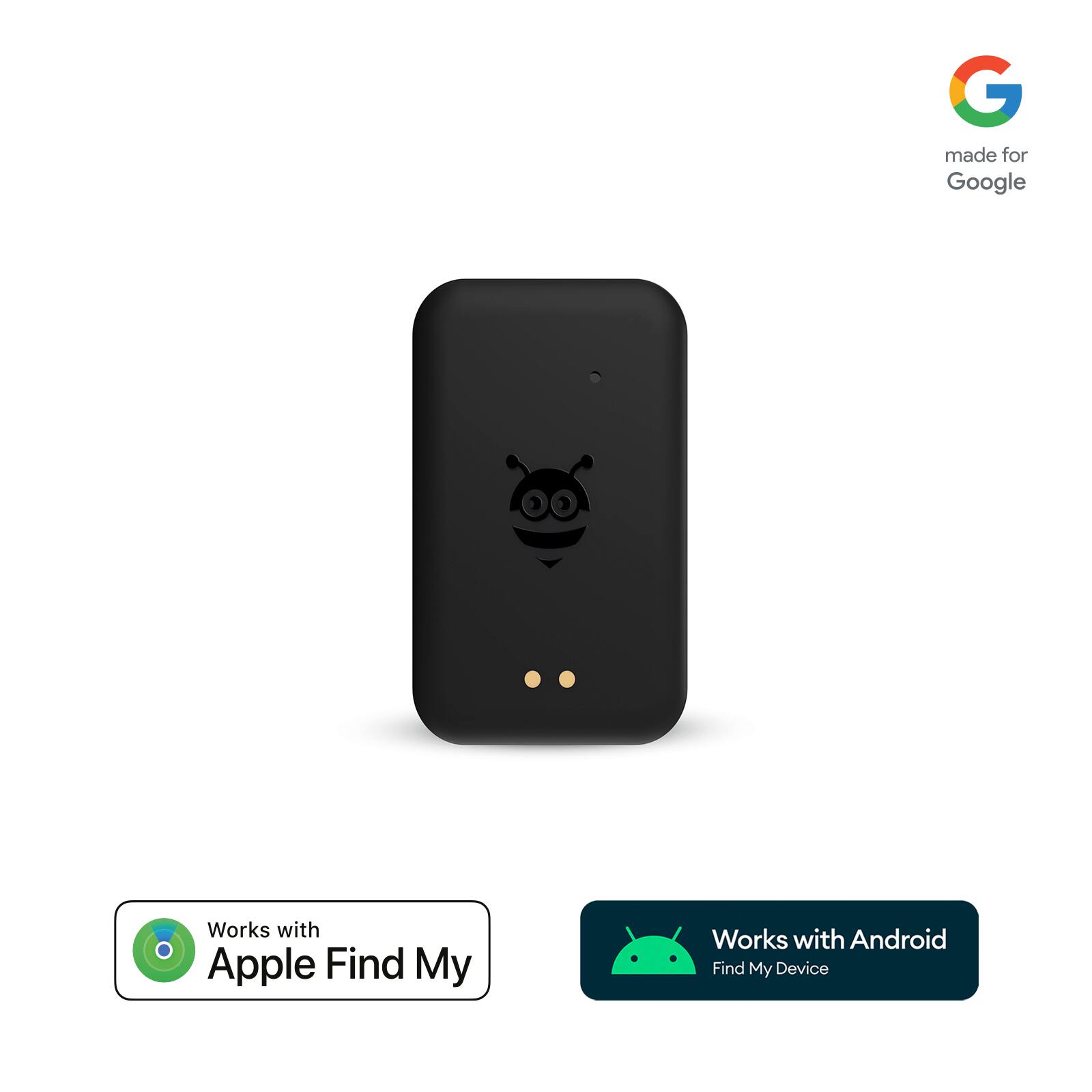 Works with Apple Find My Works with Android Find My Device