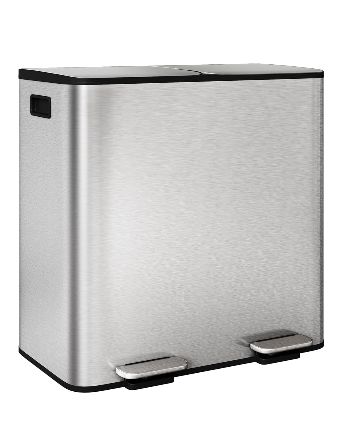 Front. Acekool - 2x10.6 Gal Dual Trash Can with Foot Pedal & Soft-Close Lids, Stainless Steel Recycling Bin with Removable Buckets - Silver.