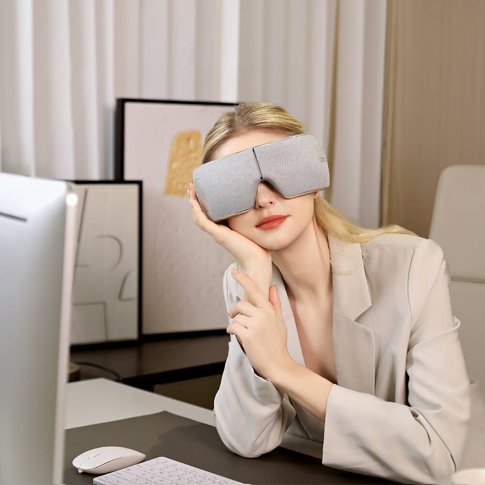 Alt View 1. BREO - Eye Massager with Heat & 7 Massage Modes, Smart Sleep Mask for Relaxation & Strain Relief - Grey.