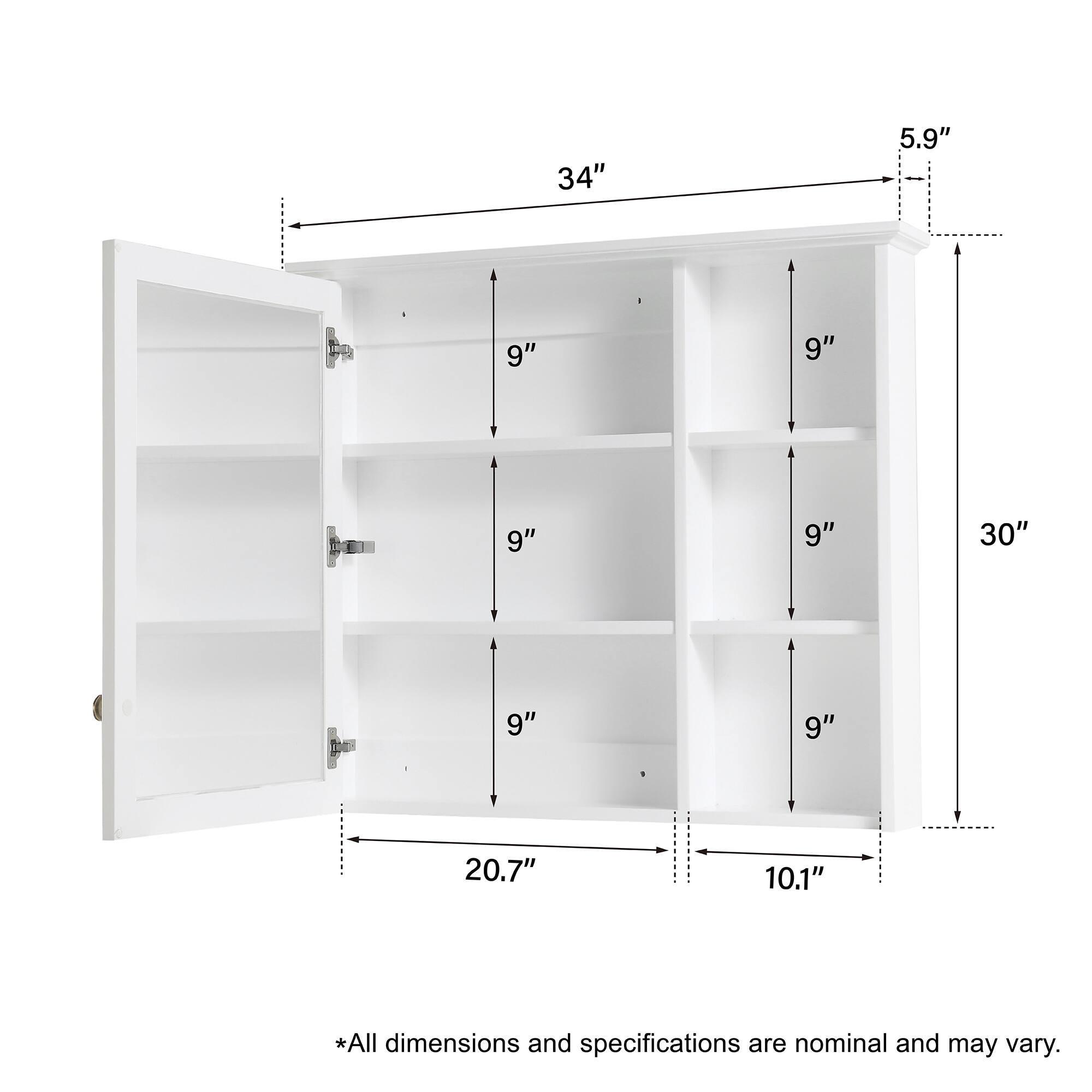 34" x 5.9" x 9" x 9" x 9" x 9" x 30" x 9" x 9" x 20.7" x 10.1"  
*All dimensions and specifications are nominal and may vary.
