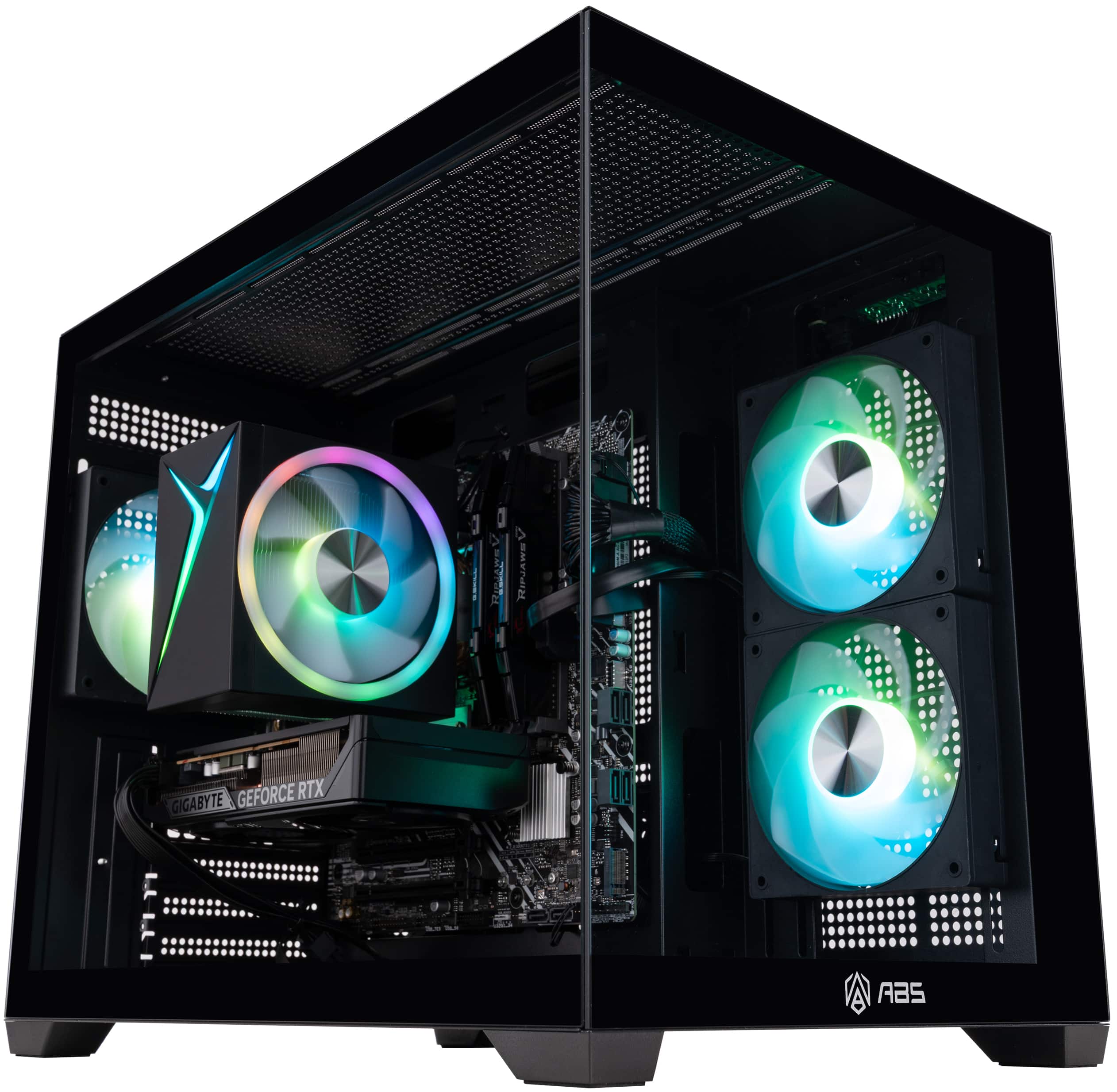 ADVANCED BATTLESTATIONS - ABS Flux II Aqua Gaming PC - Windows 11 - Intel Core 5 120F - GeForce RTX 5060 - 32GB DDR4 - 1TB - Black