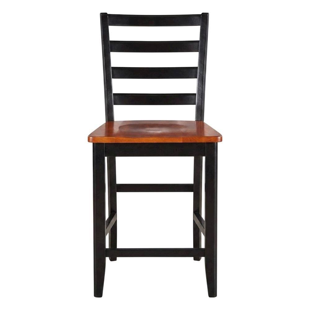 Angle. FurniFact - Solid Wood Counter Height Bar Stools - Black & Cherry.