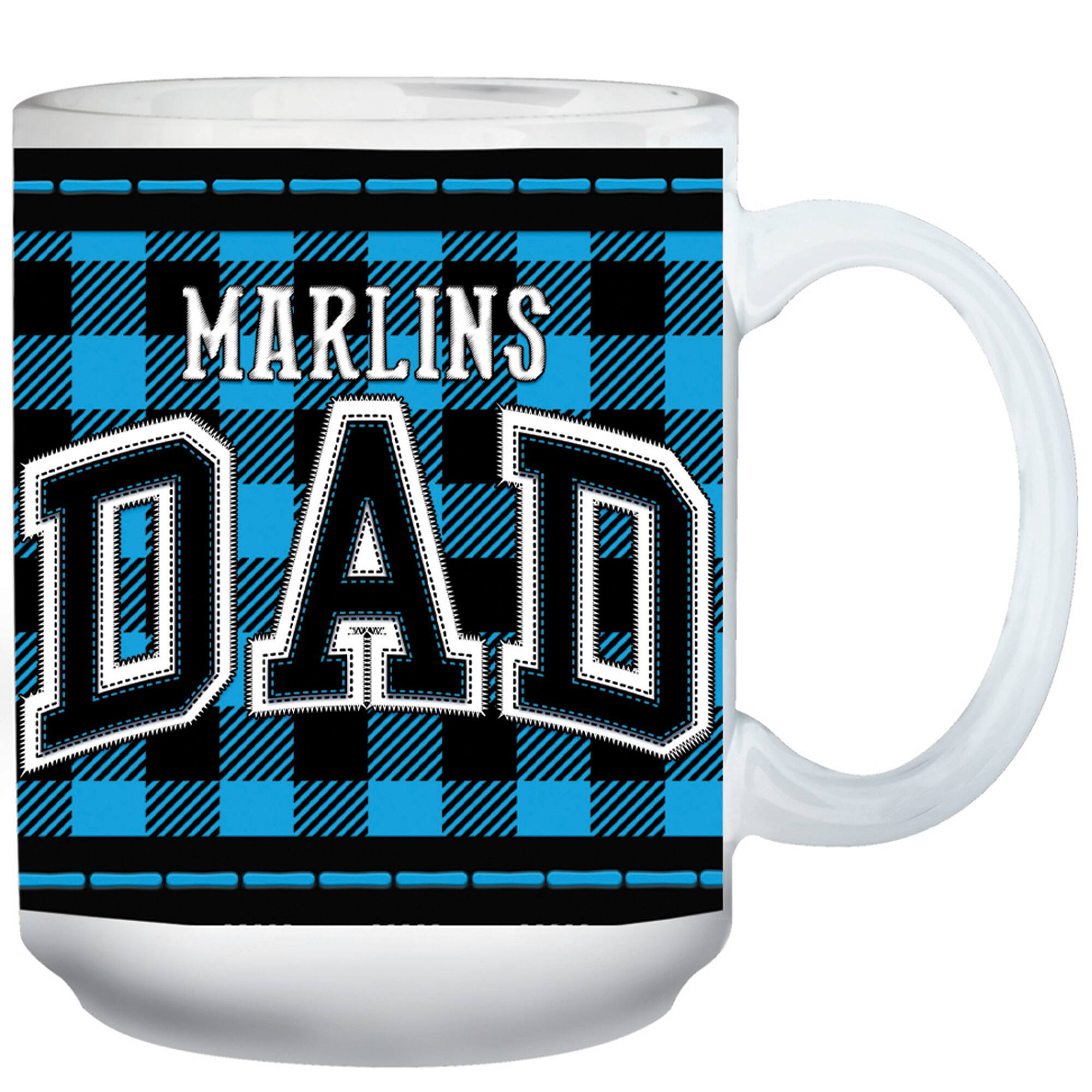 The Memory Company - Miami Marlins 15oz. Buffalo Plaid Father's Day Mug - Multicolor