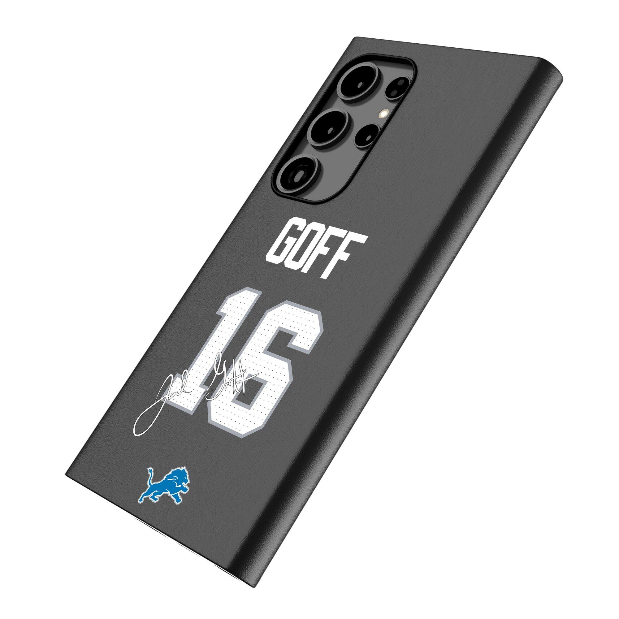Alt View 1. Keyscaper - Jared Goff Black Detroit Lions Galaxy Magnetic Bump Case - S25 Ultra - Black.