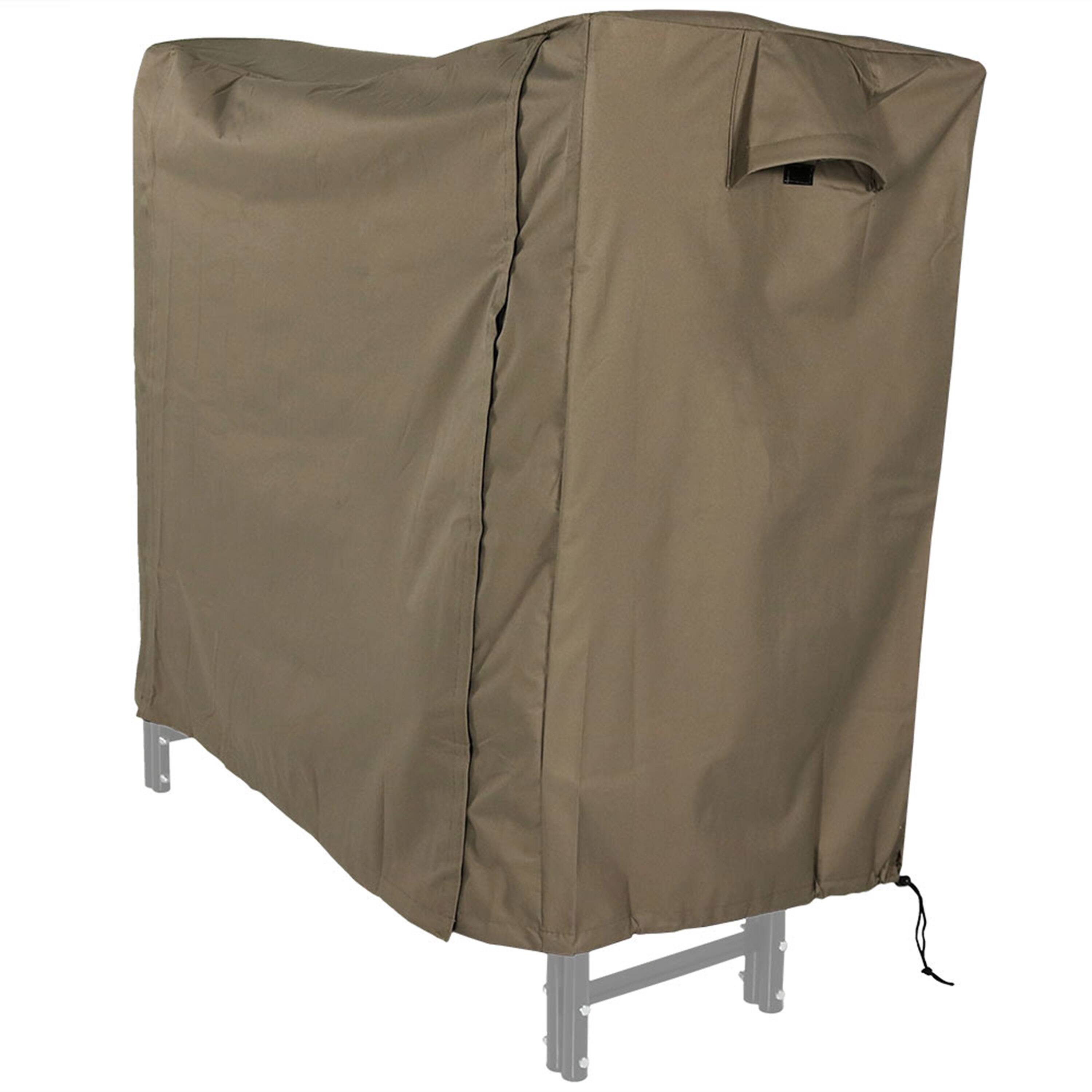 Alt View 5. Sunnydaze - 4 ft Weather-Resistant Polyester Firewood Log Rack Cover - Khaki.