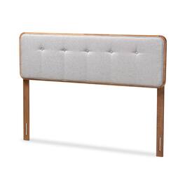 Baxton Studio - Palina Mid-Century Modern Fabric Upholstered Finished Wood Queen Size Headboard - Gray/Walnut