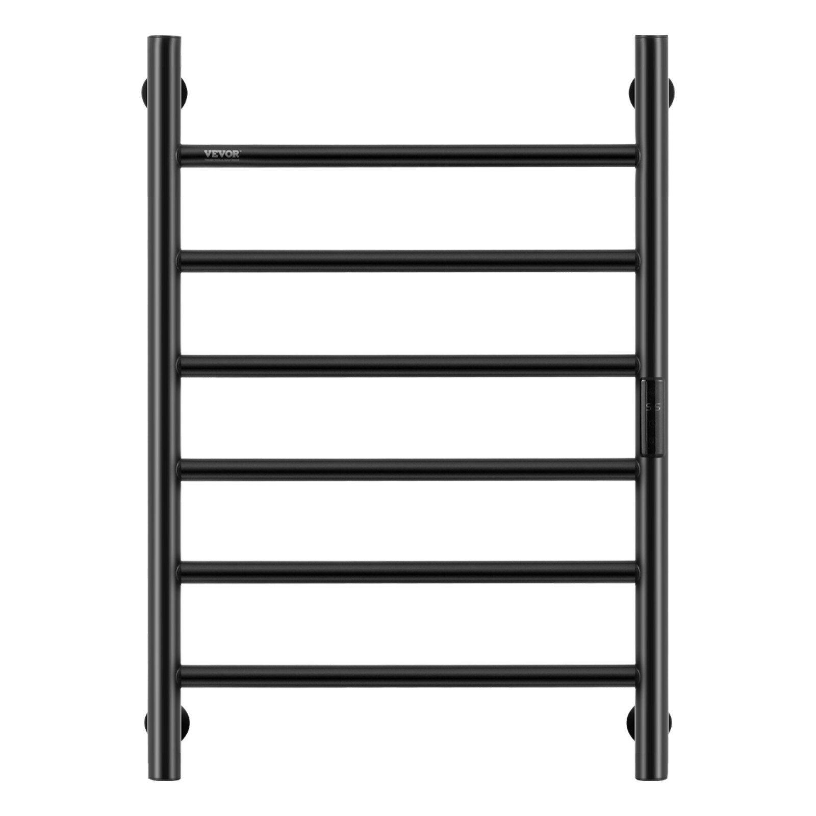 Front. COWLOWN - 6-Bar Heated Towel Warmer Rack Wall Mounted Electric Plug-in Towel Dryer Matte Black - Matte Black.