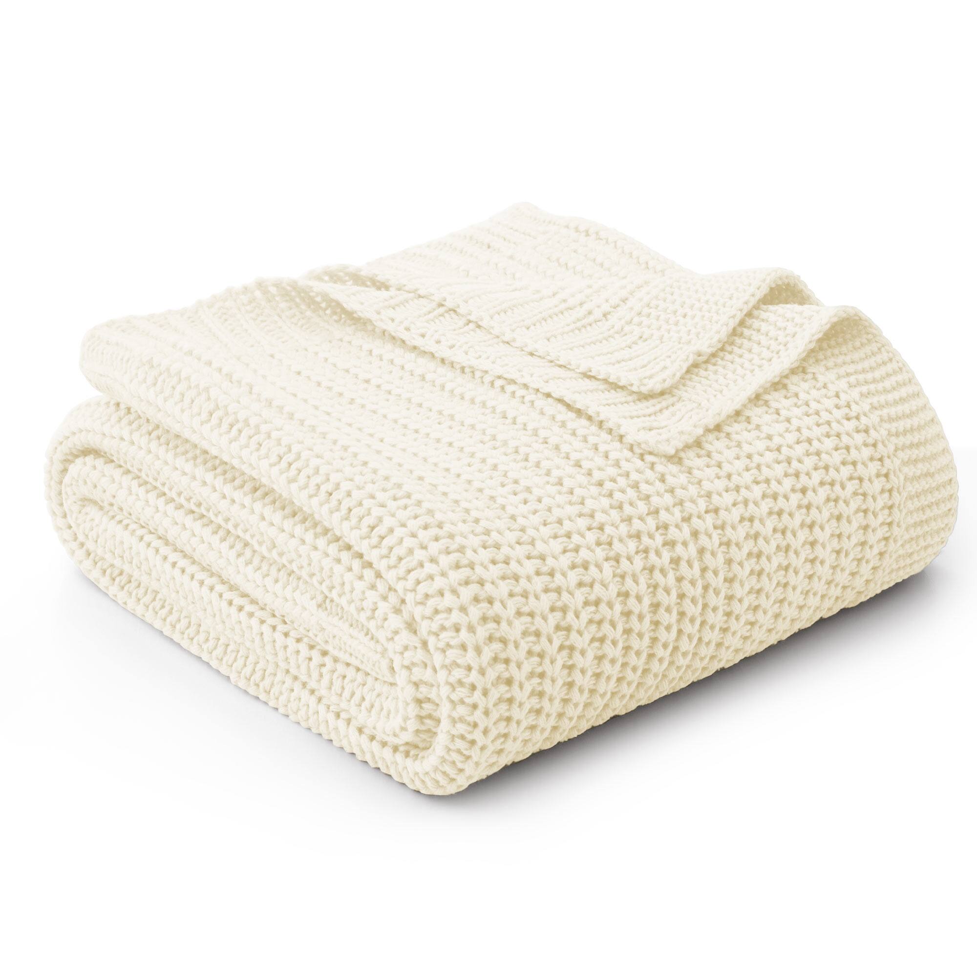 Alt View 1. Peace Nest - Peace Nest 50"x60" Chunky Knit Throw Blanket Warm Comfort Woven Blanket, Cream - Cream.