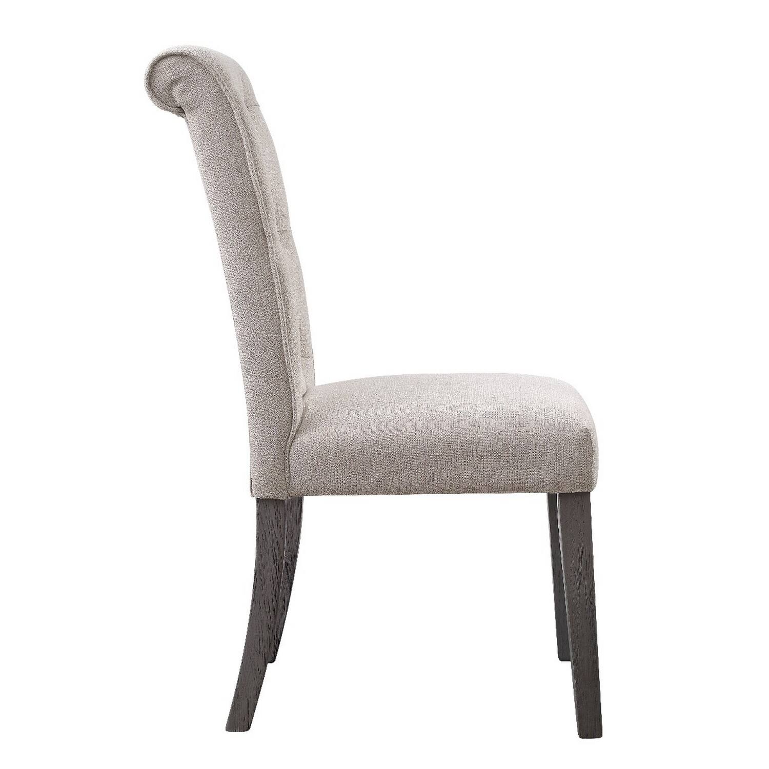 Alt View 2. Manhattan Lane - Side Chair with Button Tufted Backrest, Set of 2 - Beige.