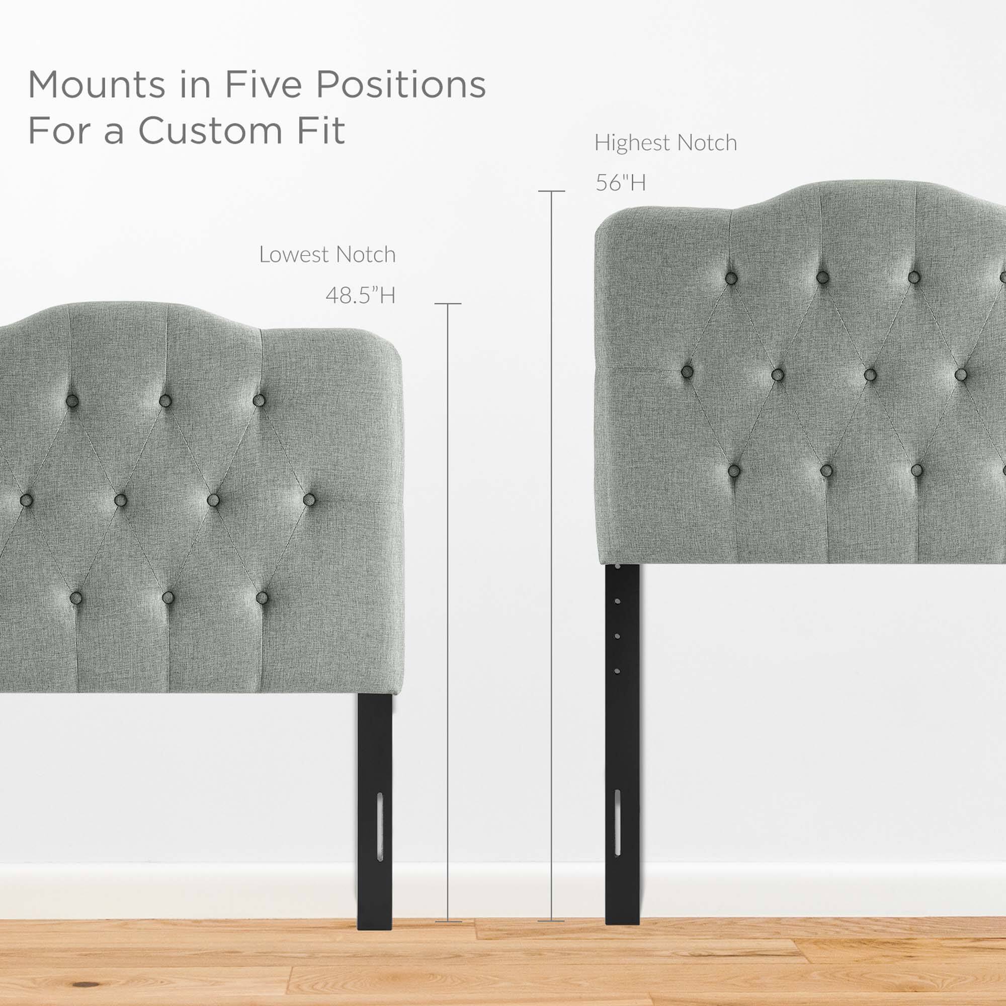 Mounts in Five Positions  
For a Custom Fit  

Highest Notch  
56"H  

Lowest Notch  
48.5"H