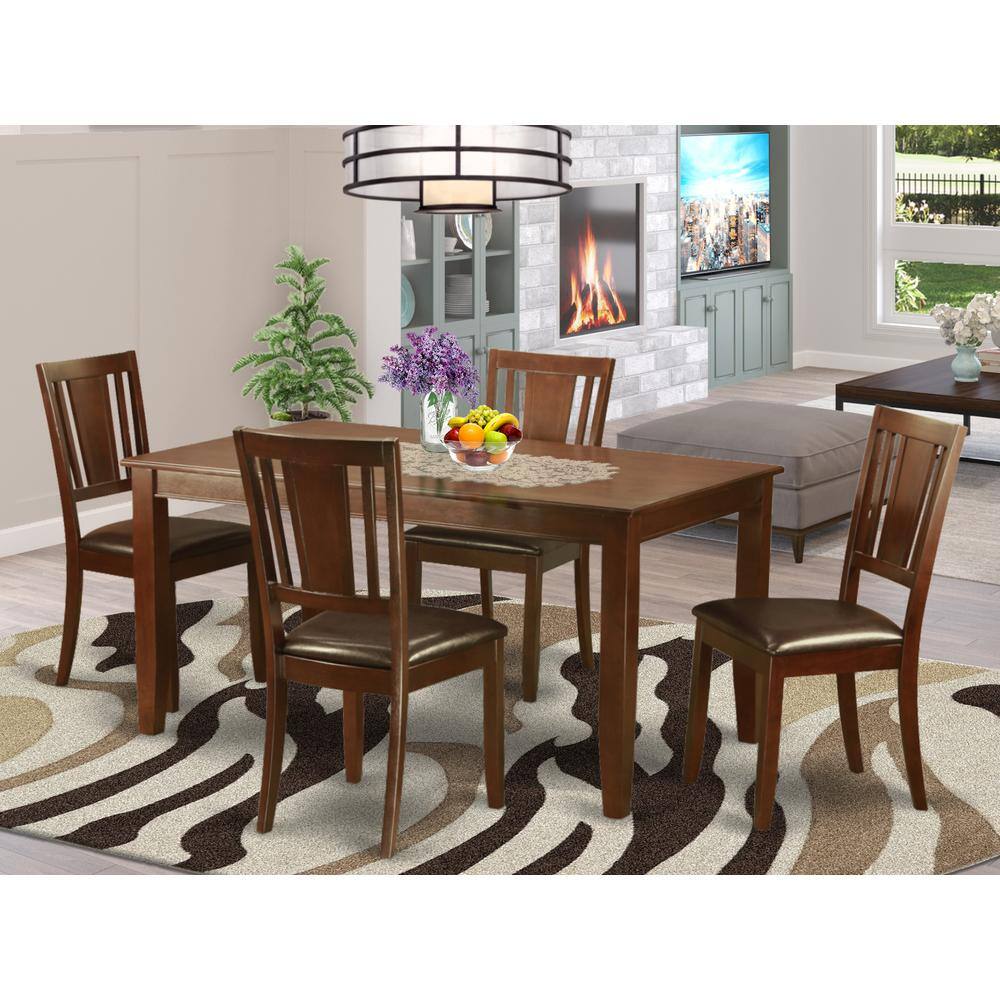 Back. East West Furniture - 5 Pc Dining room set for 4-Dining Table and 4 Dining Chairs - Mahogany.