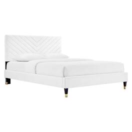 Modway - Roxanne Performance Velvet Queen Platform Bed - White