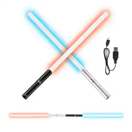 VEVOR - Light Sword, 2 Pack Light up Sword with 7 RGB Colors, 4 Sound Modes and Realistic Handle, Rechargeable Sword Toy - Black