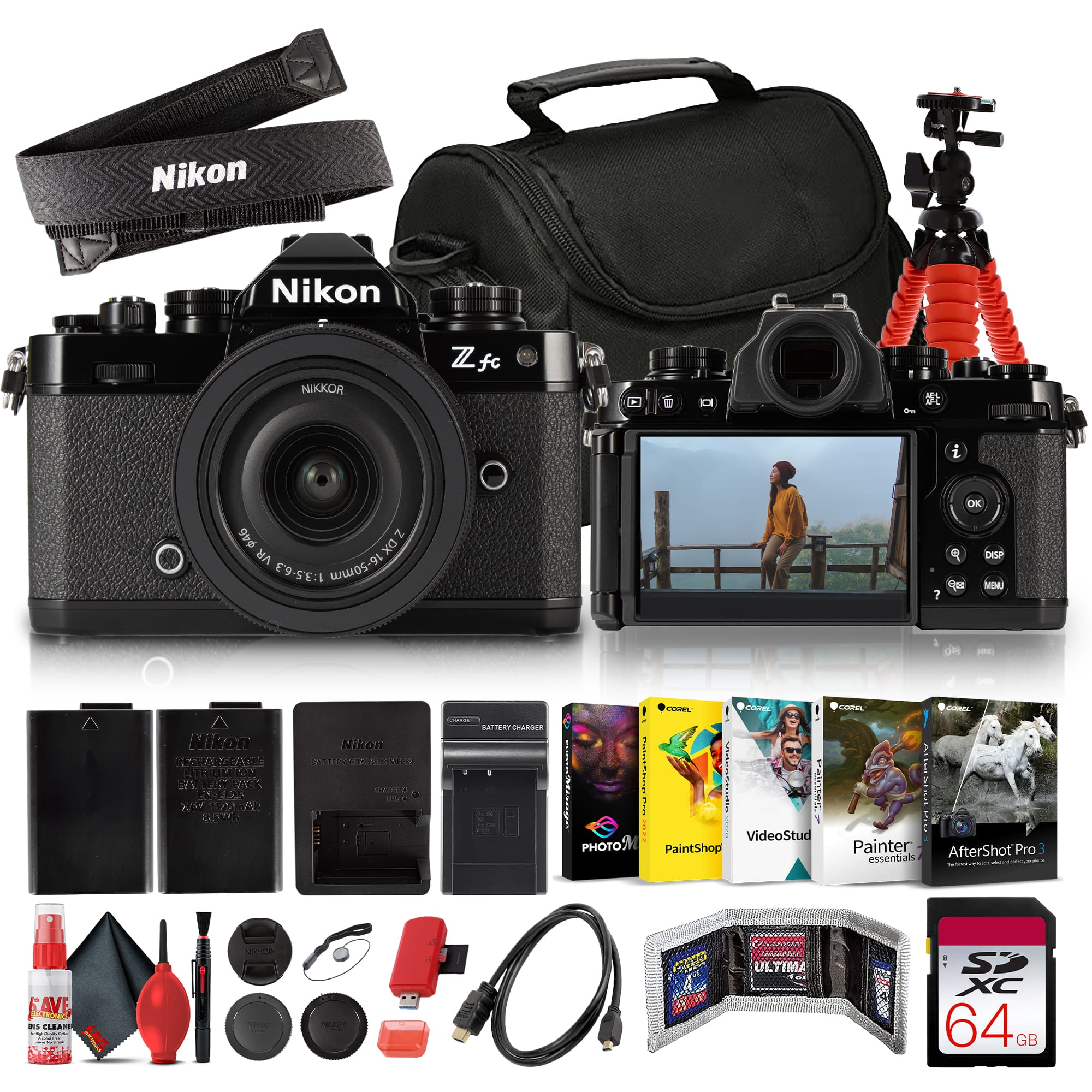 Nikon - Zfc Mirrorless Camera Black +16-50mm Lens DX 20.9MP 4K Bundle +Tripod