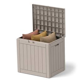 LAUSAINT HOME - 35 Gal.Water Resistant Resin Lockable Deck Box, Large Lockable Capacity, Versatile Deck Storage Bench - Brown