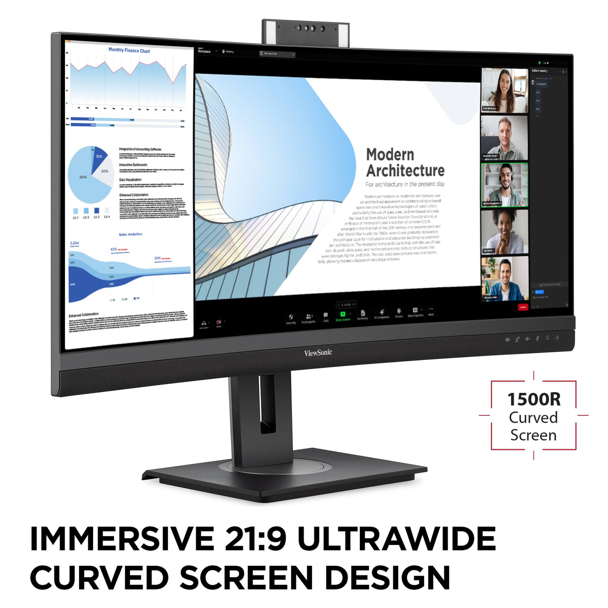 Immersive 21:9 UltraWide Curved Screen Design.