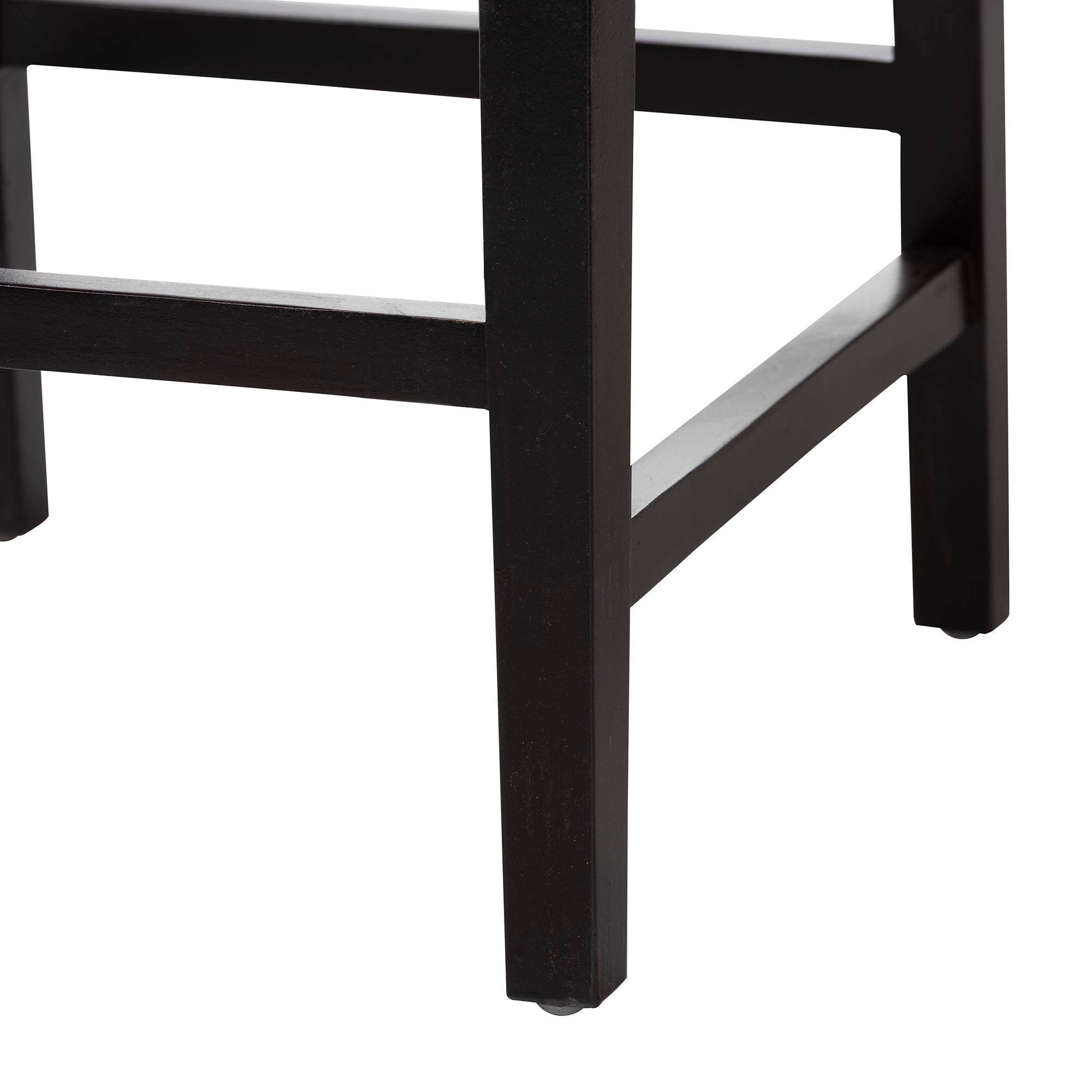 Alt View 2. bali & pari - Alise Handwoven Seagrass Bar Stool with Mahogany Wood Frame, Dark Brown - Natural Brown/Dark Brown.