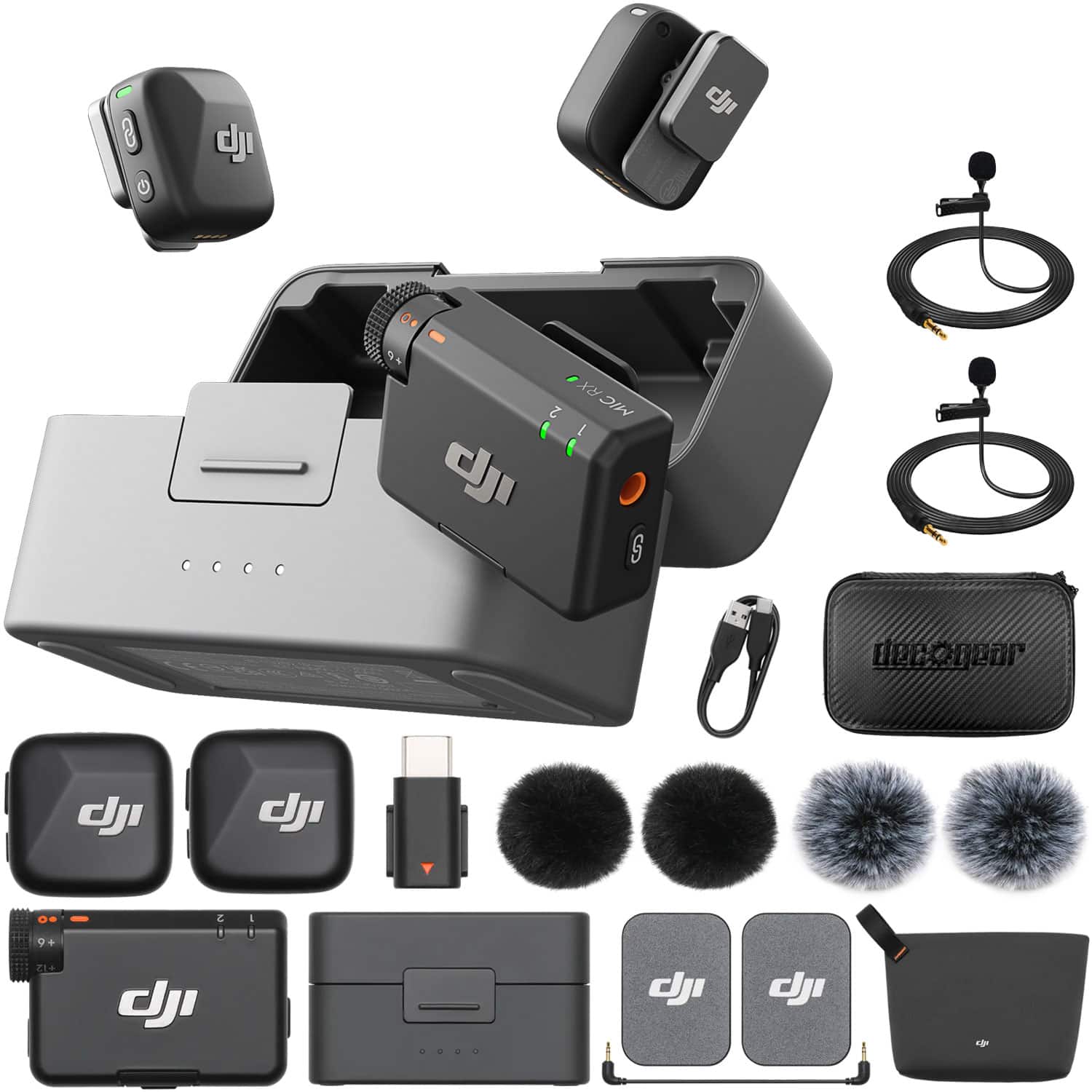 DJI - Mic Mini (2 TX + 1 RX + Charging Case), Ultralight with Accessory Bundle