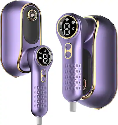 Front. FINEAK - 1200W Portable Travel Fabric Steamer Purple 4 Modes LCD 10S Heat-Up 150ml Tank - Purple.