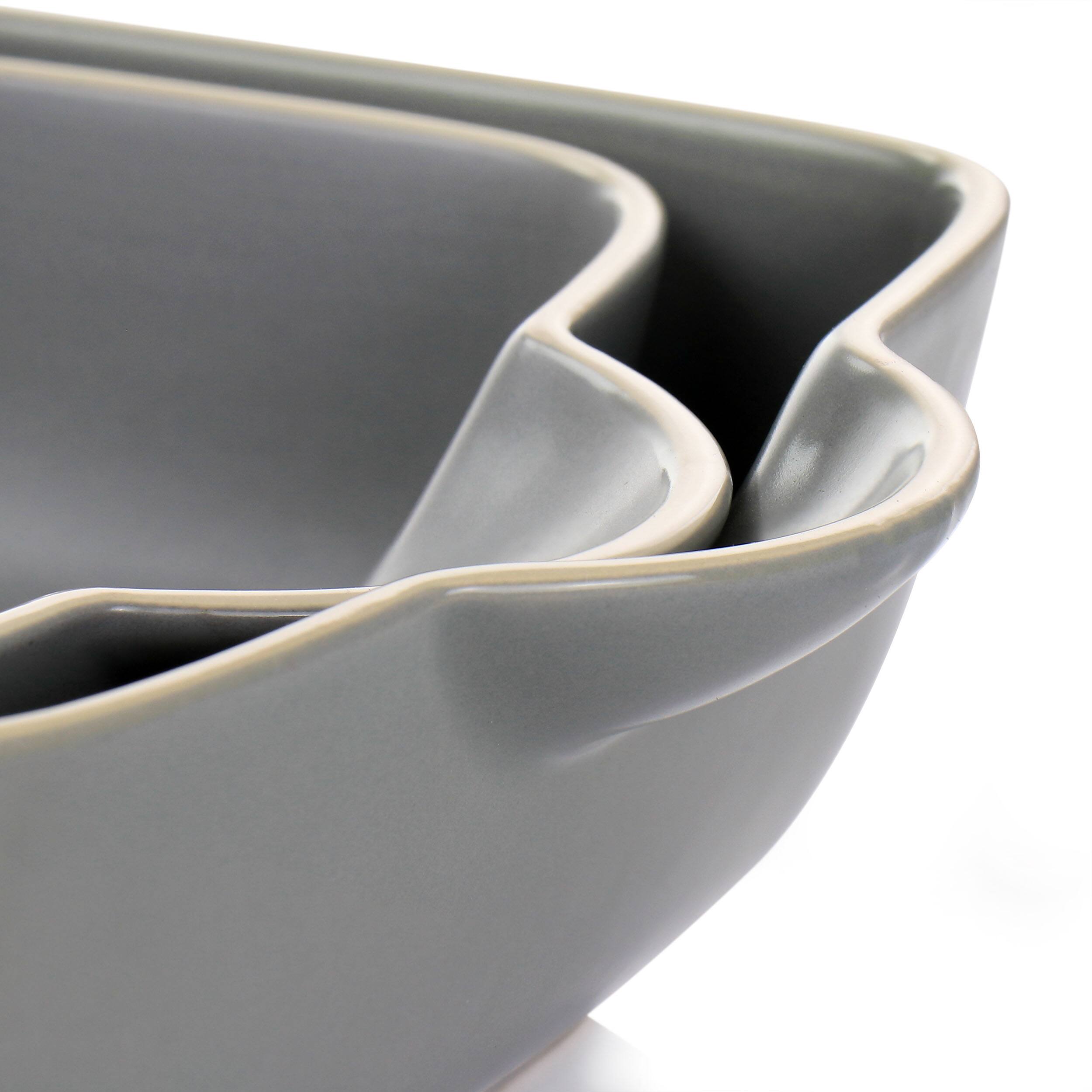 Alt View 2. Gibson - Gibson Home Rockaway 2 Piece Stoneware Nesting Bakeware Set in Grey - Gray.