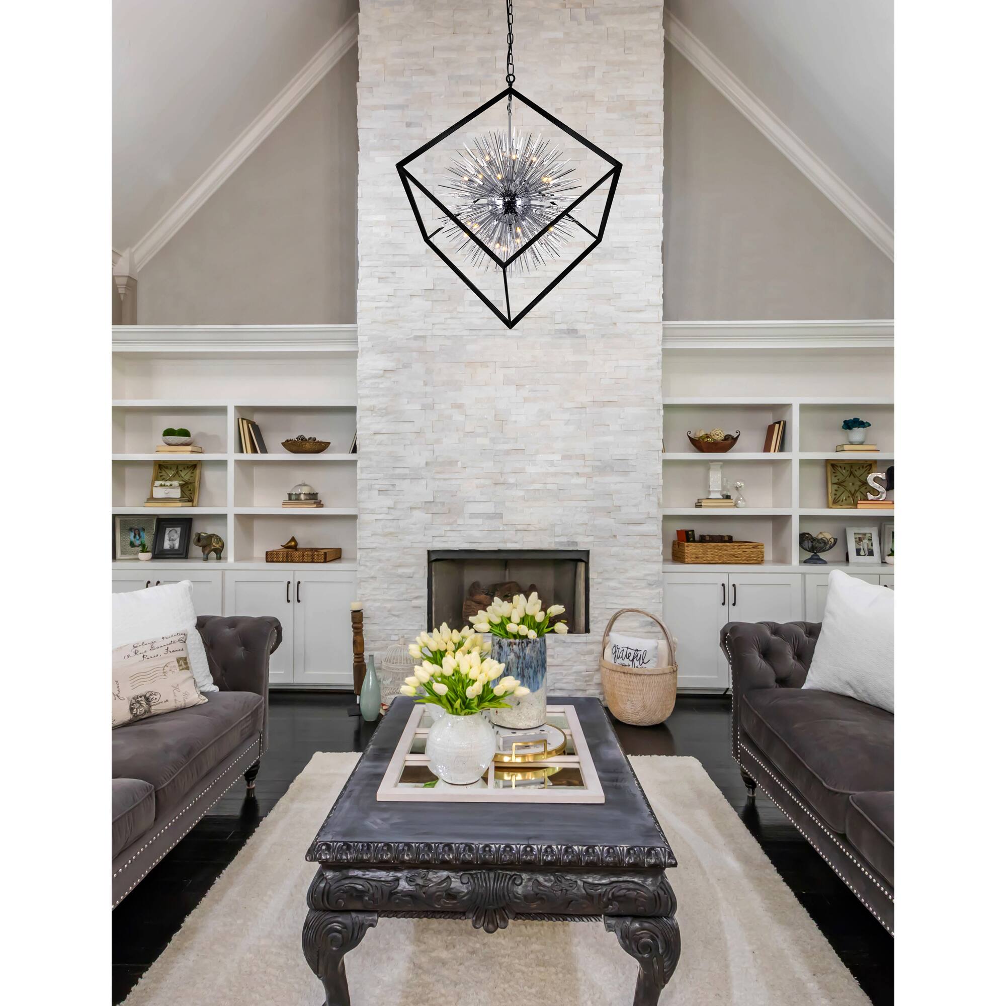 Alt View 4. CWI Lighting - Starburst 20 Light Chandelier With Chrome & Black Finish - Chrome & Black.