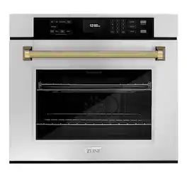 ZLINE - Autograph 30 in. True Convection Single Wall Oven & Gold Helix Handle (WASZ-30-KG) - Stainless Steel