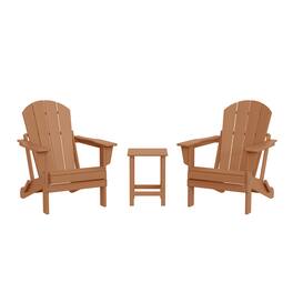 WestinTrends - Malibu 3-Piece set Outdoor / Patio Poly Adirondack chair set with a side table ( 2 seater ) - Teak