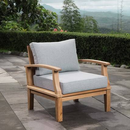 Front. Modway - Marina Outdoor Patio Teak Armchair by Modway - Natural Gray.