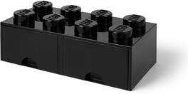 Room Copenhagen - LEGO Stackable Storage Brick with 2 Drawers and 8 Knobs, Black - COLLECTIBLES - Multicolor