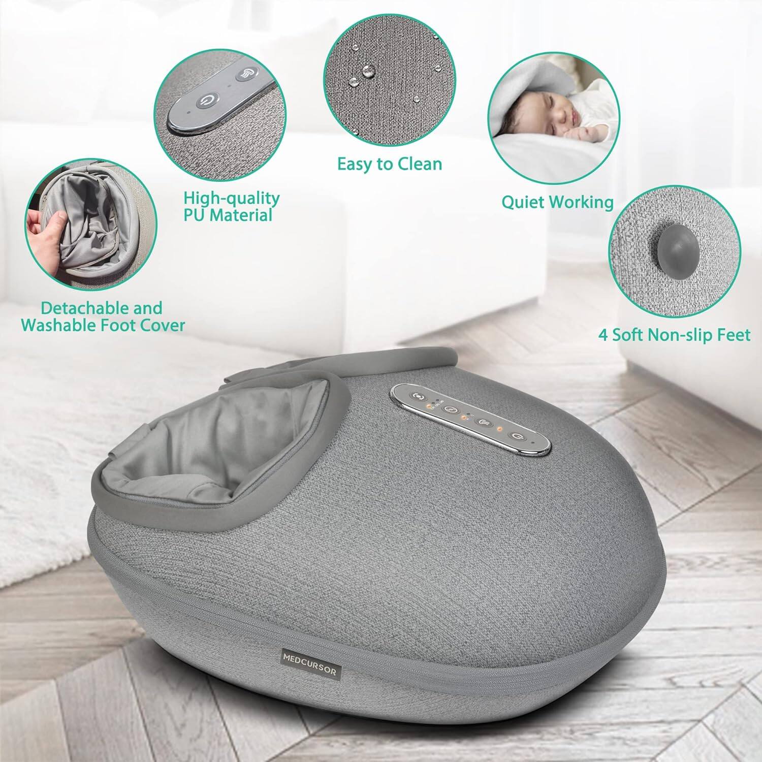 High-quality PU Material, Easy to Clean, Quiet Working, Detachable and Washable Foot Cover, 4 Soft Non-slip Feet, MEDCURSOR