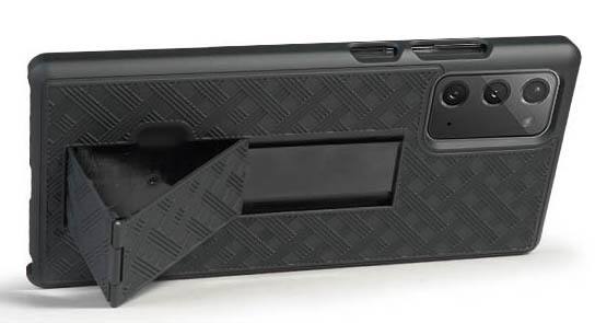 Alt View 9. Nakedcellphone - Case with Stand and Belt Clip Holster for Samsung Galaxy Note 20 - Black.