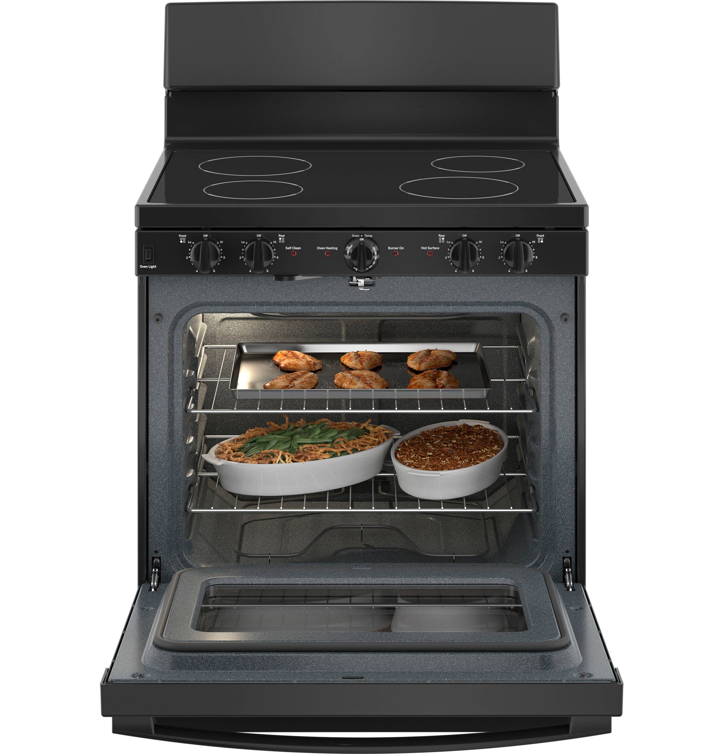 Alt View 2. GE - 5 Cu. Ft. Freestanding  Electric Range with Self-Cleaning and Dual-Element Bake - Black.
