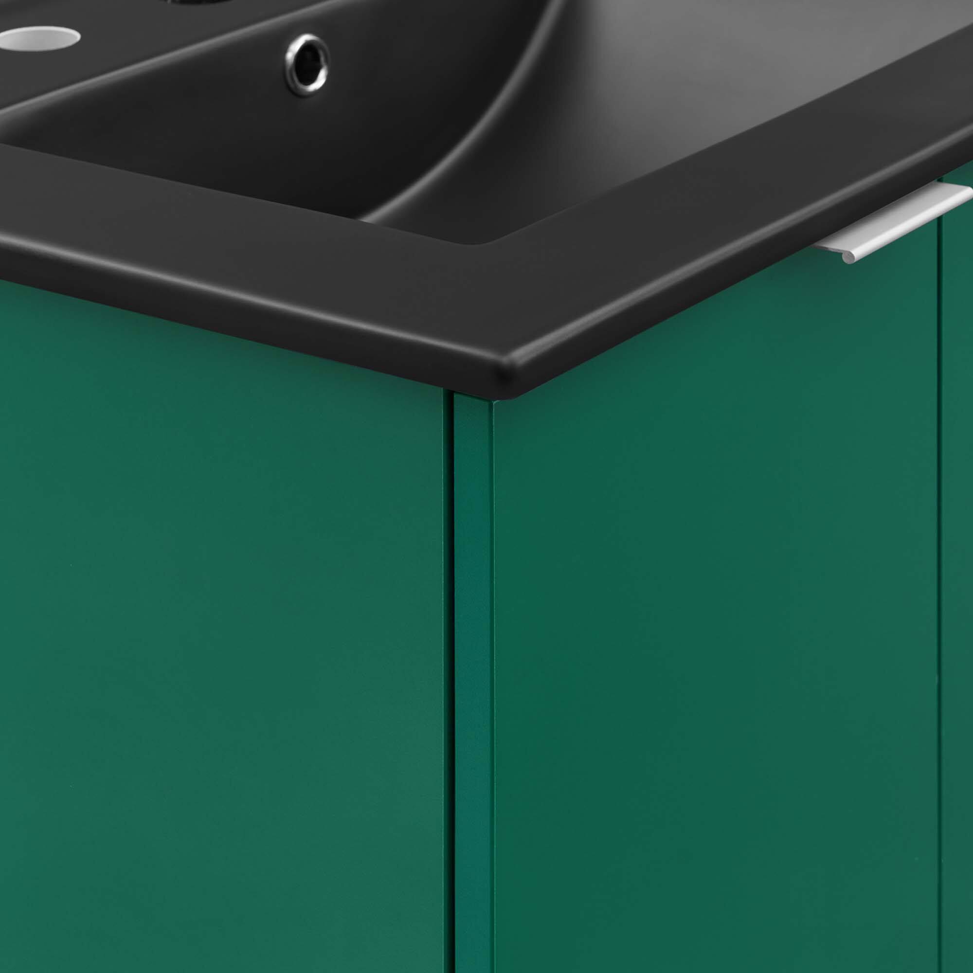 Alt View 6. Modway - Maybelle Wall-Mount Bathroom Vanity Basin Included - Green Black.