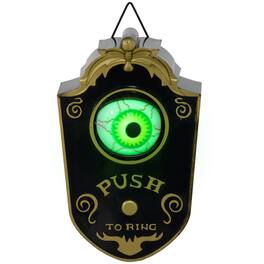 Ecooso - 7.1" Halloween Animatronic Doorbell with Light Up Eyeball Sound and Motion Activated - Black